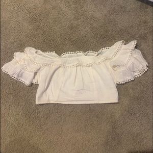 American Eagle Strapless Ruffle Crop Top